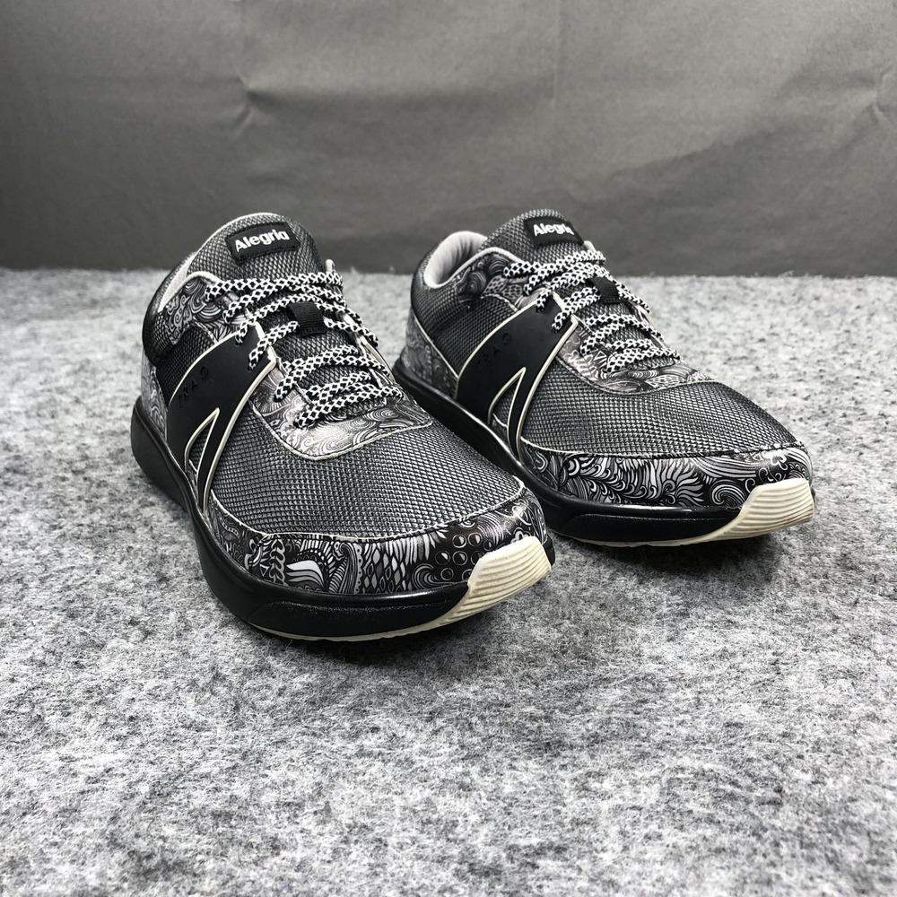 Alegria TRAQ Shoes Womens 10.5 Black Paisley Mesh Walking Comfort Sneakers